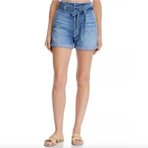 7 For All Mankind Paper Bag High Waist Denim Shorts